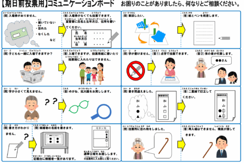 愛媛県議選：中野たいせい：　　「投票お手伝い希望カード」と「コミュニケーションボード」
