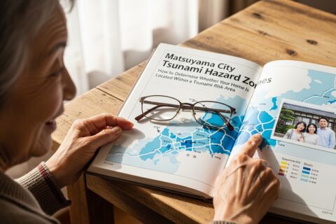 都市再生リスクと松山市の津波想定区域を比較し、自宅が危険エリアかどうか判断する視点